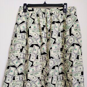 Size large money print skirt elastic waist